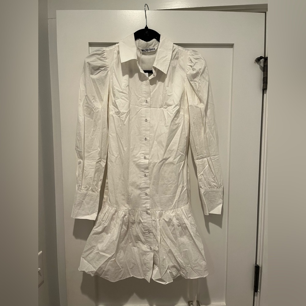 White NWT Walter Baker button down dress with belt